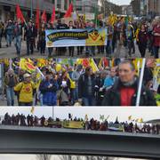 Kollage mit Fotos der Demo gegen Castor-Transporte auf dem Neckar, 04. März 2017. Fotos: neckarwestheim.antiatom.net